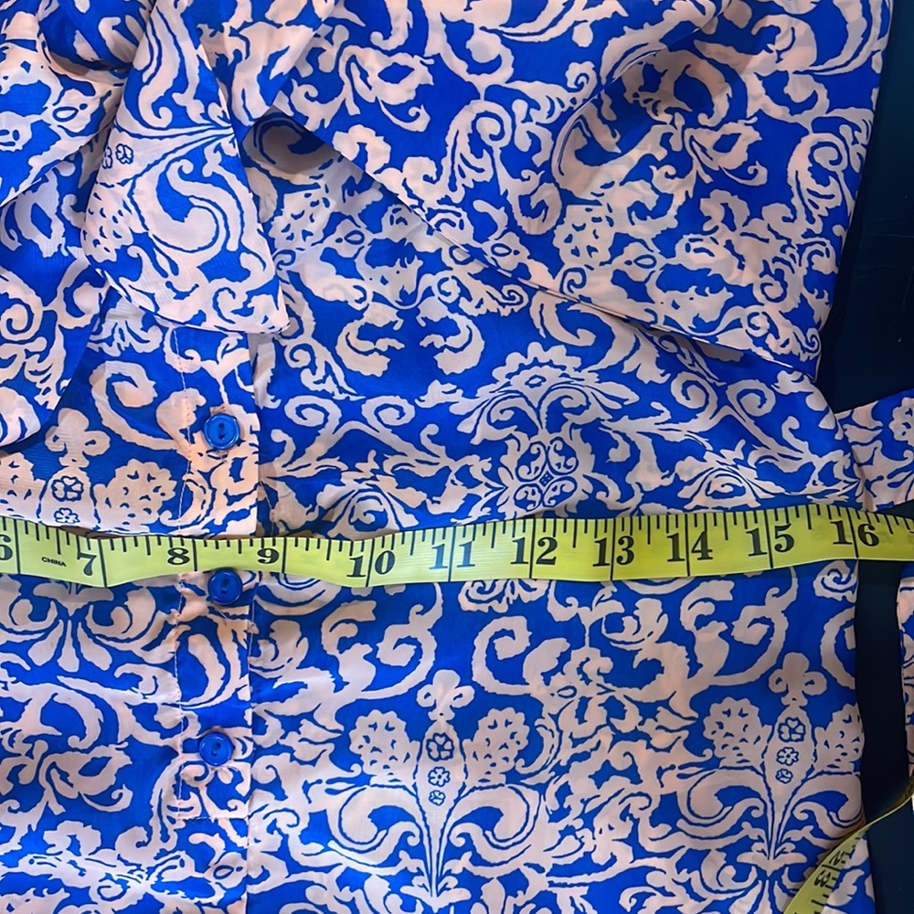 Francesca’s Blue, Peach,Romper, short set onsie,halter, button up, size small - Picture 12 of 16